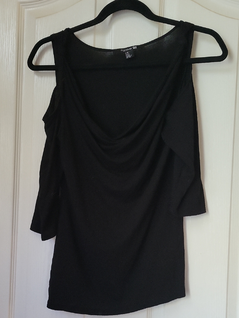 Forever 21 Black Cold-Shoulder Drape Tee